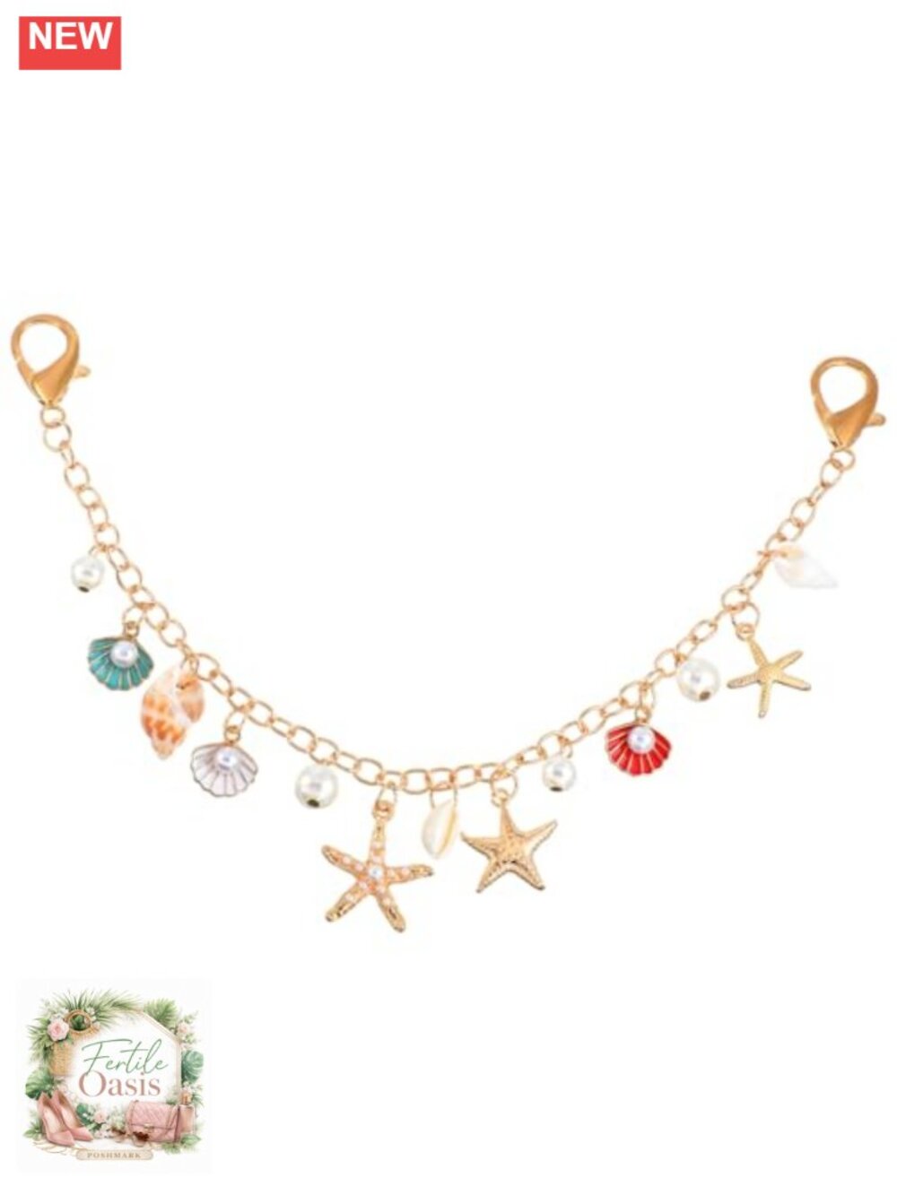 Seashell Bag Charm Chain Purse Extender Alloy Beach Starfish Decor